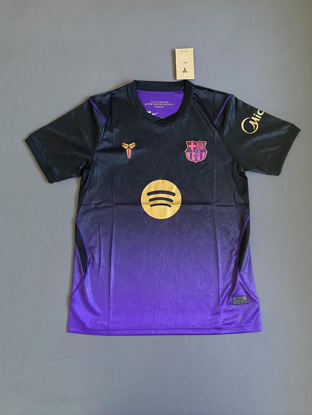 Barcelona Purple & Black Gradient Soccer Jersey with Gold Accents
